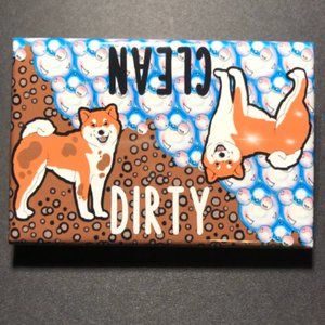 Shiba Inu Dog Dishwasher Magnet Clean Dirty Sign